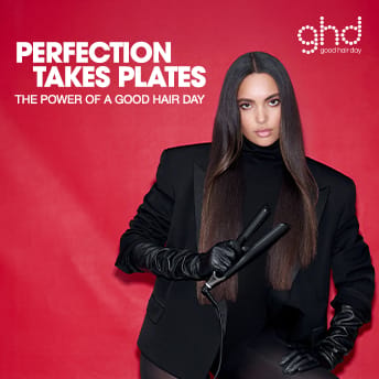 ghd Kampagne mit dem Slogan Perfection takes plates und The power of a good hair day.